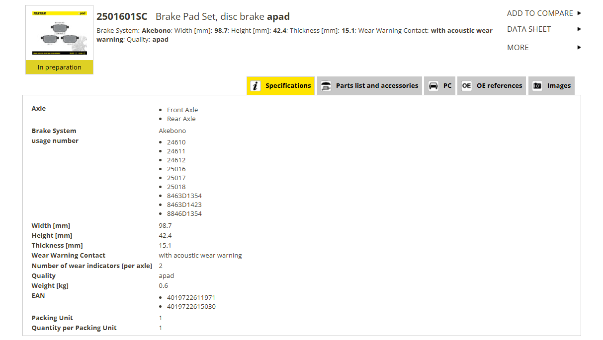 TEXTAR 2501601SC 4